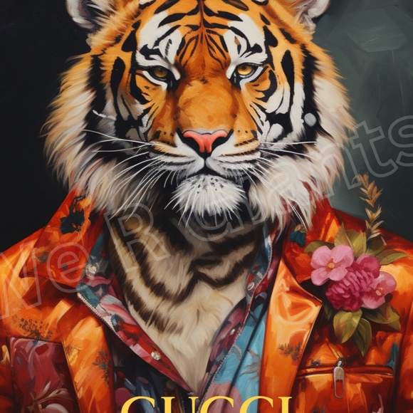 GUCCI ART GQ TIGER PRINT 11x14  GREAT GIFT FOR GUCCI FANS - Picture 2 of 2